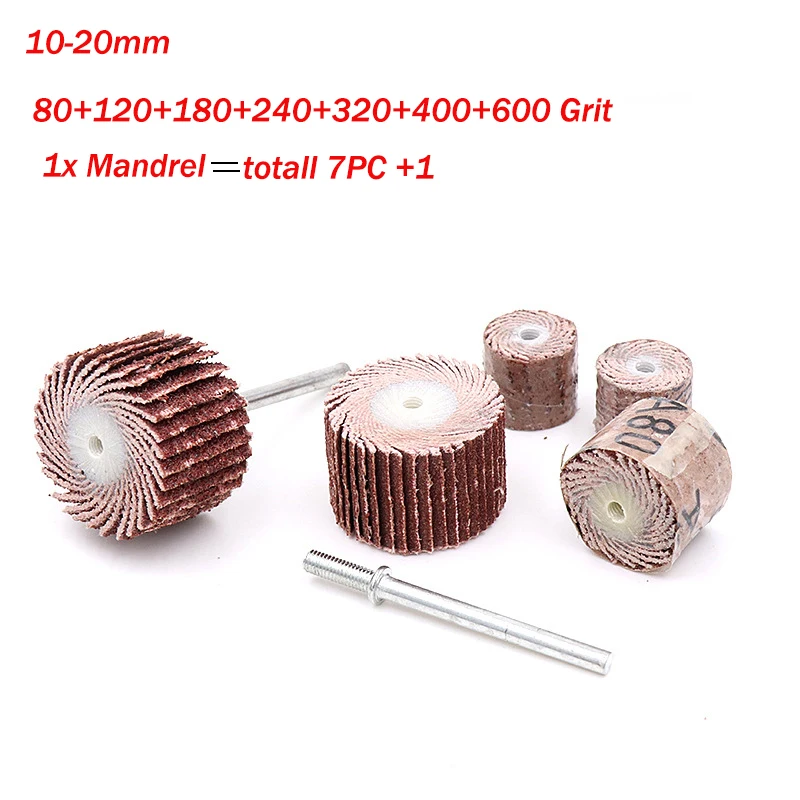 

7pcs +1 10-20mm Sanding Flap Disc Grinding Flap Wheels Brush Sand Accessories For Abrasive Grinder Rotary Tools