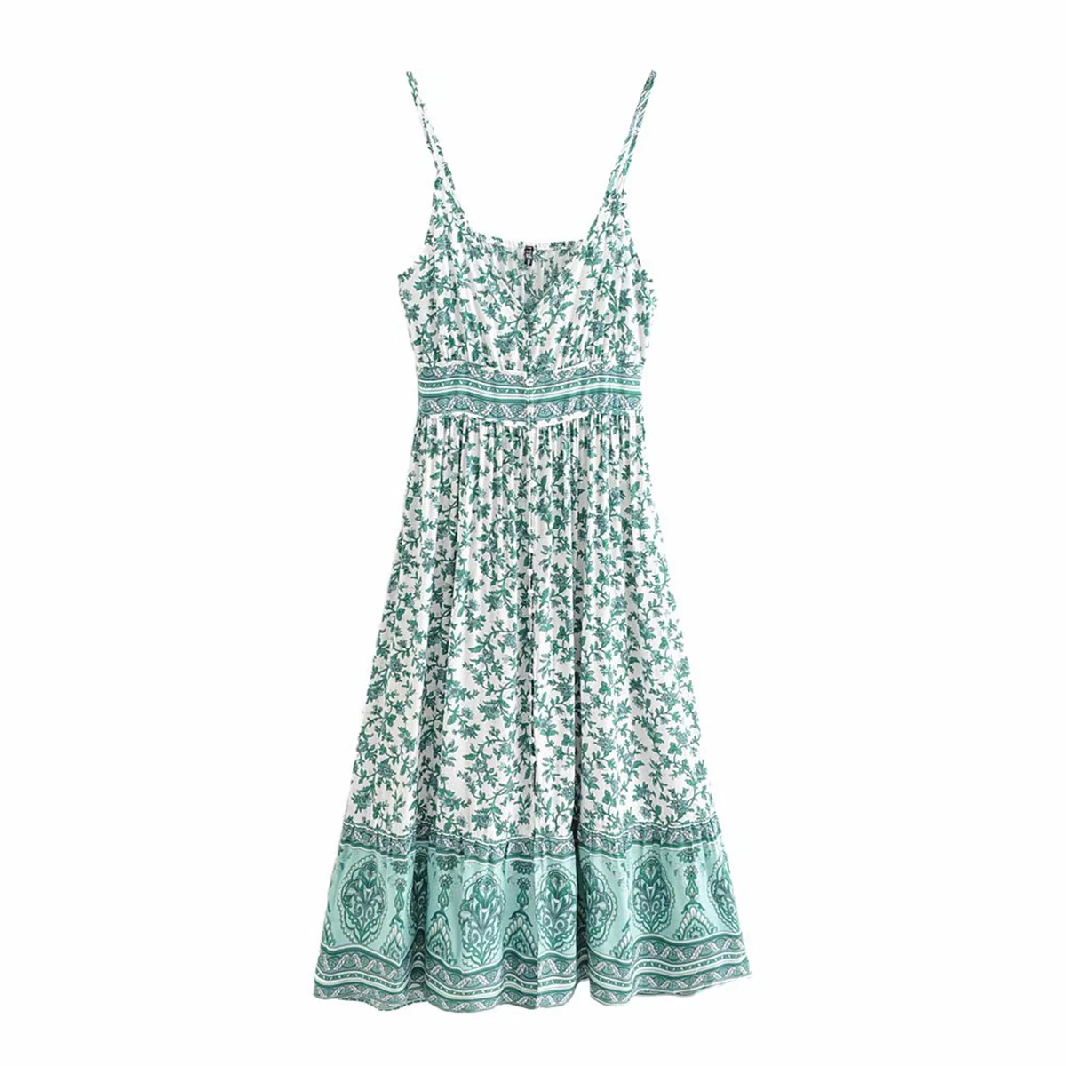 Платье женское средней длины в стиле хиппи пикантное винтажное на бретелях с