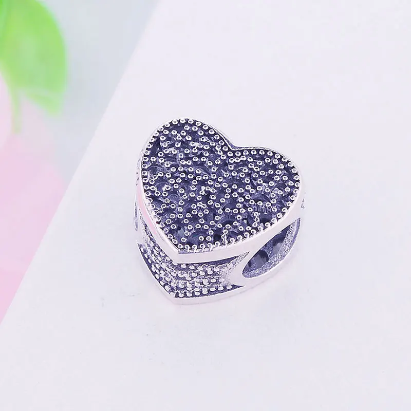 Женский ажурный браслет из серебра 925 пробы кулон в виде сердца с кружевной