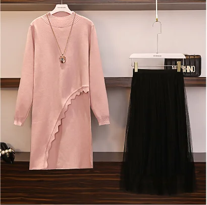 Плюс размер 4XL трикотажные оборки Нерегулярные Длинные свитера Топы платье + Ruched