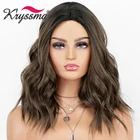 Парик для косплея Kryssma Женский, синтетические волосы с эффектом омбре, блонд-коричневый, светло-розовый, светильник, Смешанные черные волосы