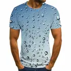 Рубашка с принтом 3D креативных взрывов дождевых капель и жидкостей Мужская модная трендовая футболка с коротким рукавом и круглым вырезом