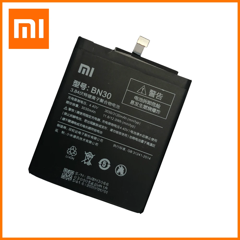 Xiao Mi Original 3120mAh BN30 Battery For Redmi 4A Hongmi 4A Phone High quality Batteries Batteria With Tracking number