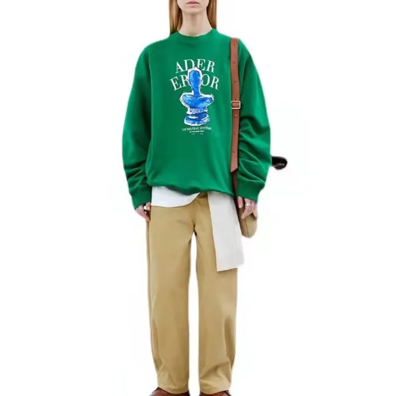 

Adererror Oversized Men Pullover Y2K Korean Adered Winter Women Portrait Trophy Sweatshirt Streetwear Errored Embroidery Hoodies