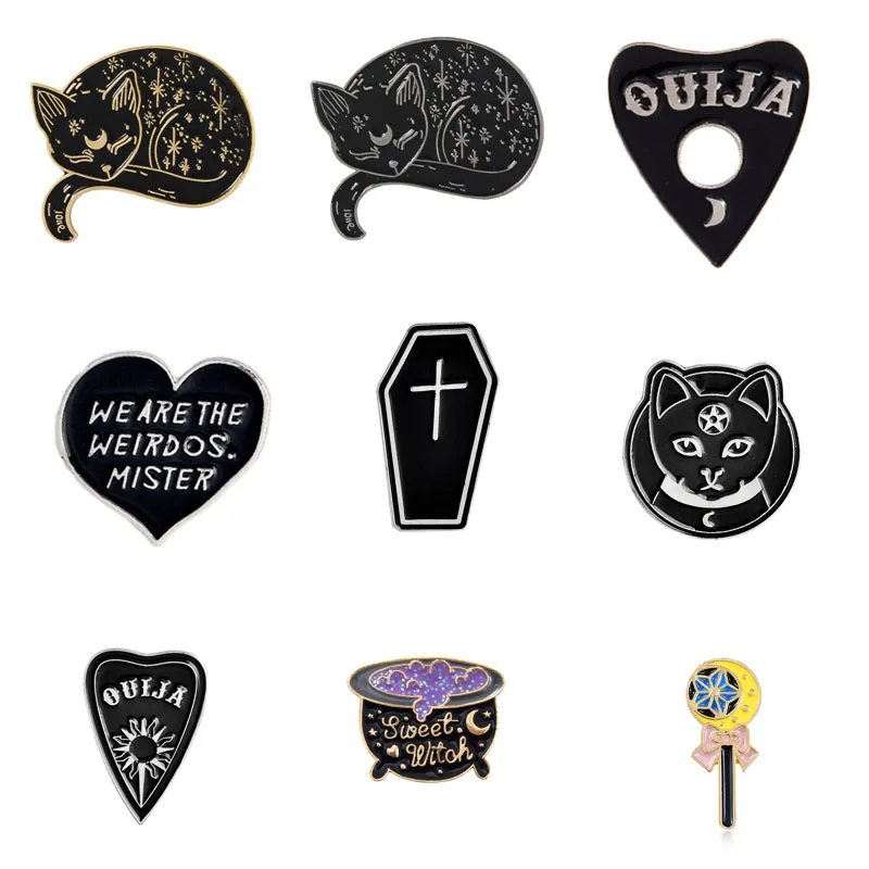 Punk Dark Brooch Collection Enamel Pins Witch Magic Button Metal Badge Halloween Gift Jewelry | Украшения и аксессуары