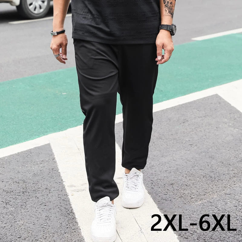 

Мужские брюки в британском стиле, повседневные микроэластичные, узкие, свободные, с эластичной талией, размера плюс, 6XL