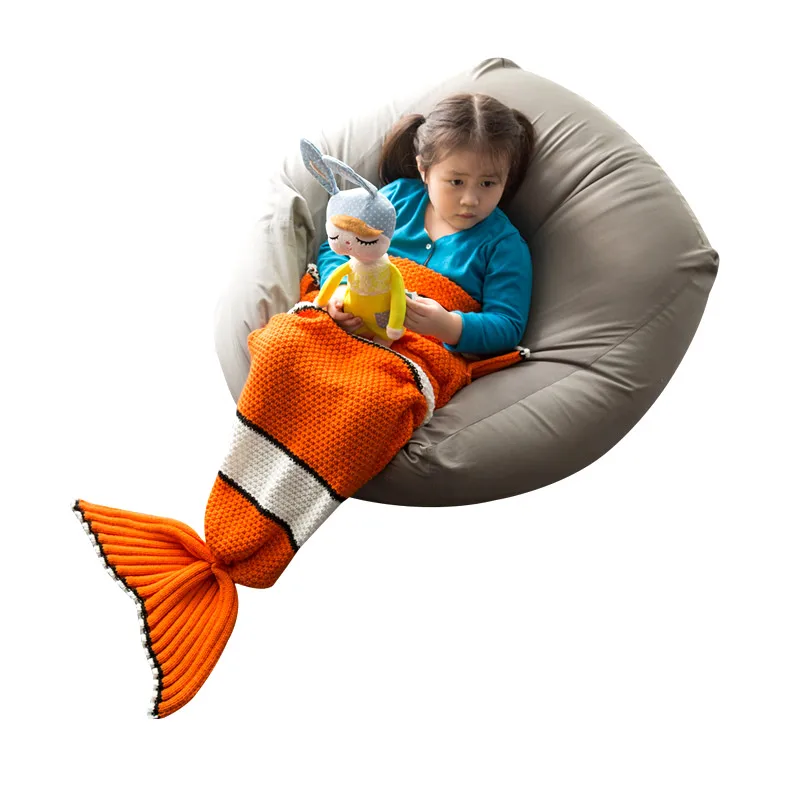 

New Winter Warm Children Cute Game Mermaid Blanket Striped Small Blanket Creative Blanket