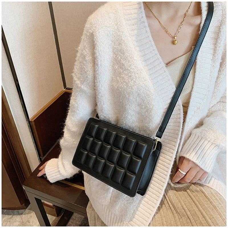 

Korean Fashion All-match Bag Female 2021 New Trendy High-quality Leather Ladies Diamond Bag Texture Chain Shoulder Messenger Bag
