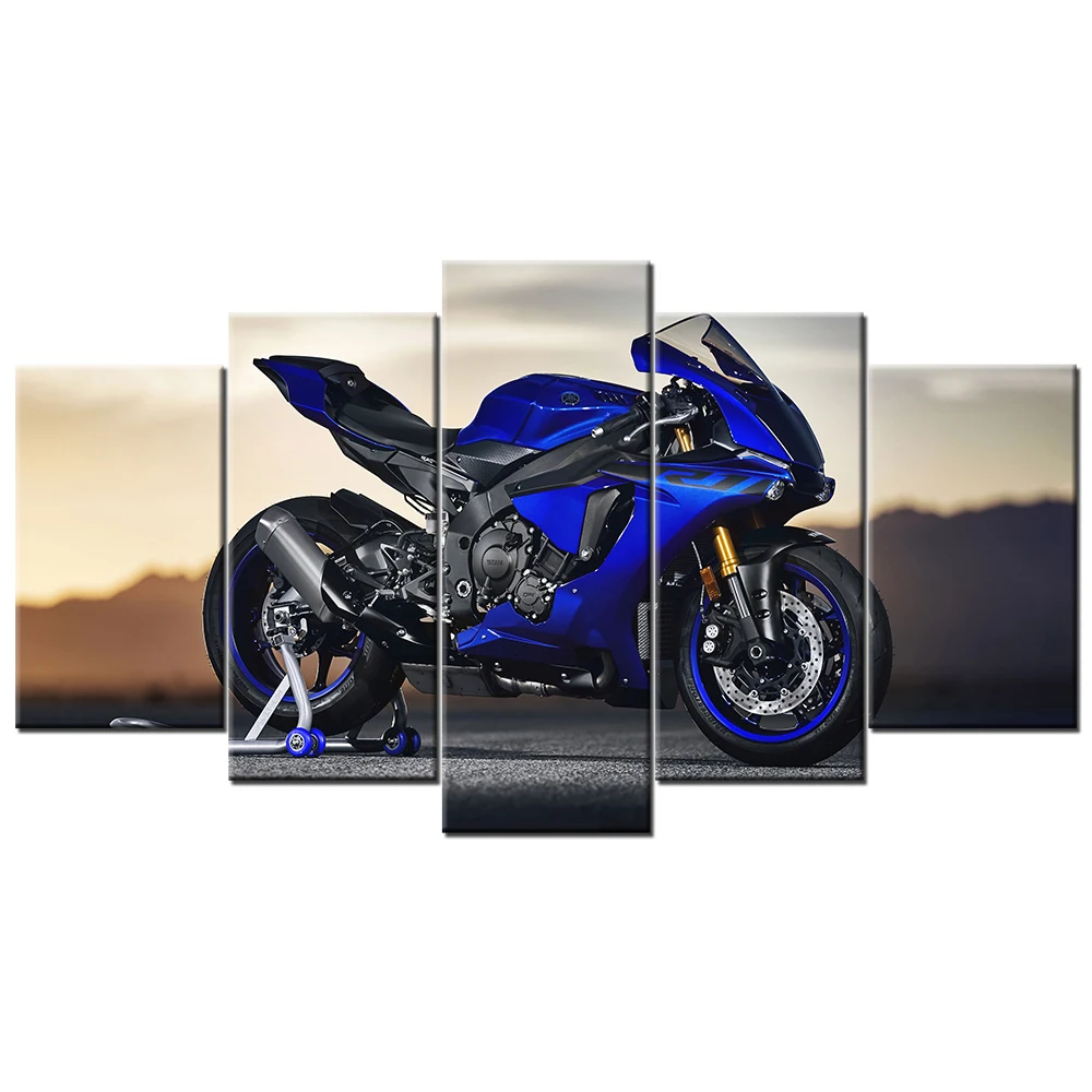 YZF R1 супер велосипед Холст Картина 5 шт. Wall Art HD печатает модульная фотографии