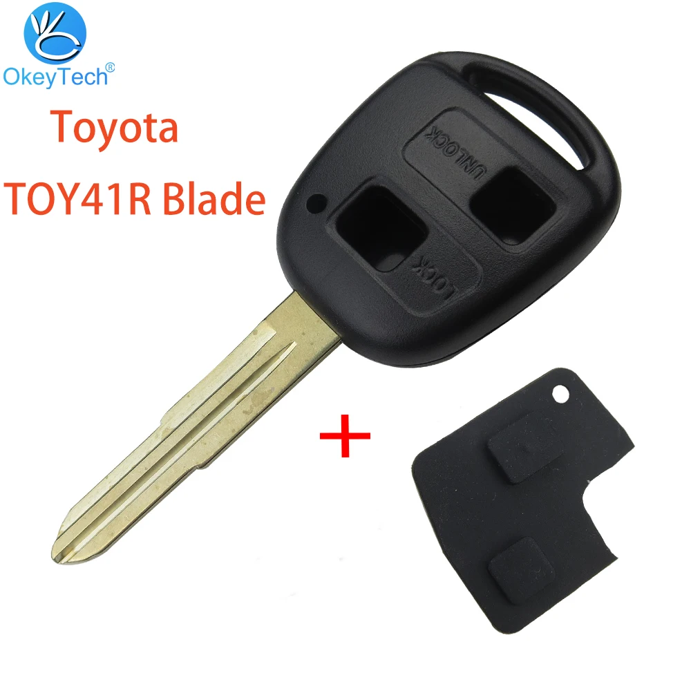 

OkeyTech Car Key Shell Case Replacement For Toyota Yaris Prado Tarago Camry Corolla 2 Button TOY41R Blade With Rubber Button Pad