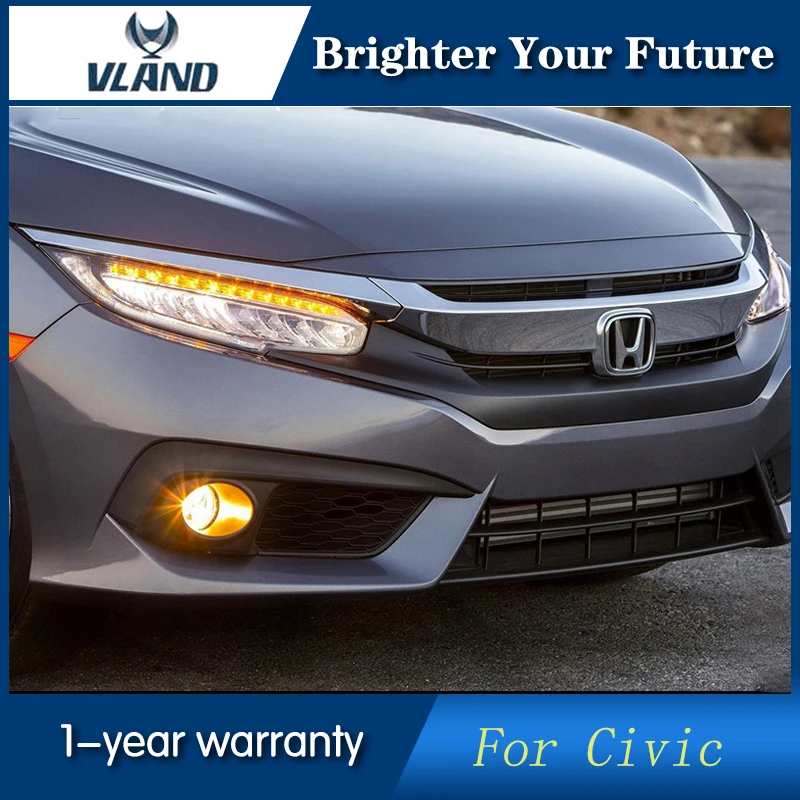 VLAND 2 шт. Автомобильная фара для Honda Civic 2016 2017 2018 светодиодный фонарь Angel Eye Bi Xenon Beam