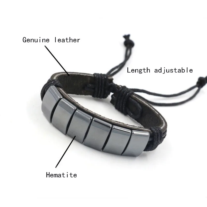 Мужские браслеты браслет натуральная кожа черный обсидиан регулируемый из