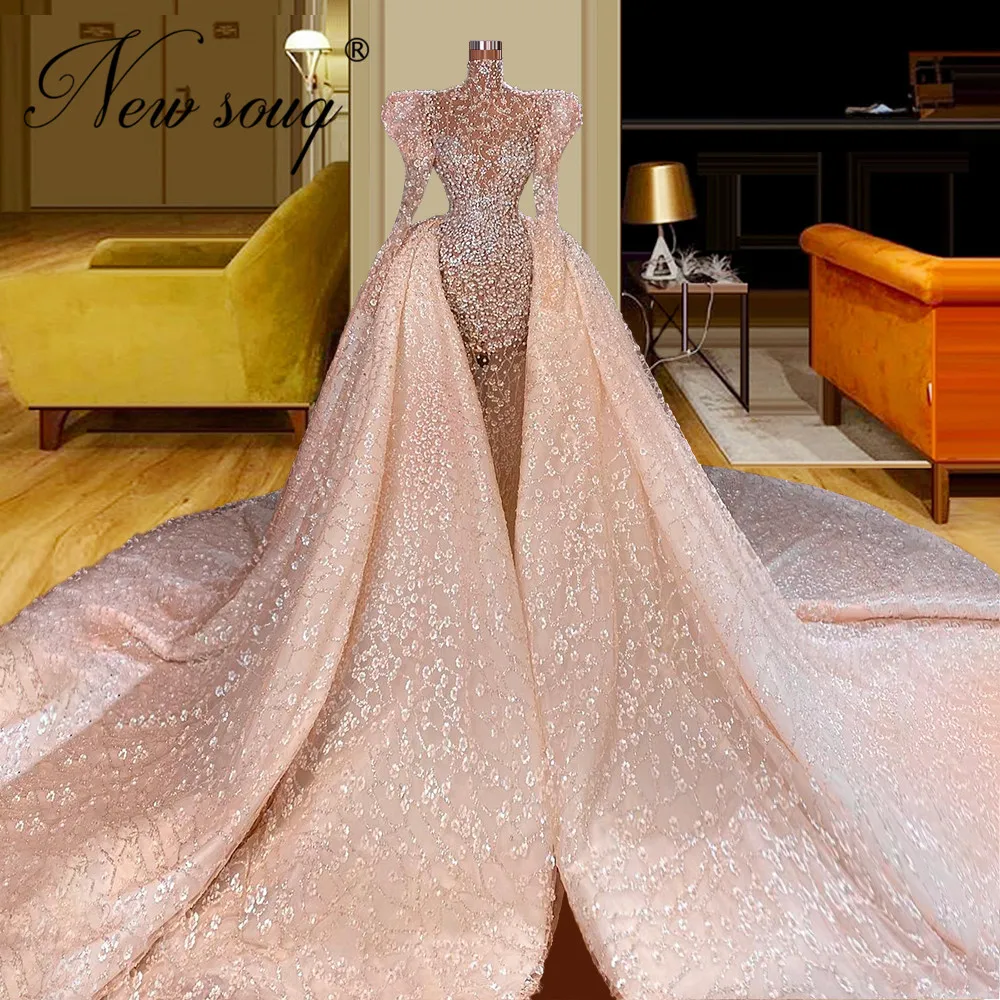 

Saudi Arabic Beading Evening Dresses Elegant Dubai Couture 2022 Women Crystals Prom Dress Vestidos Customized Formal Party Gowns