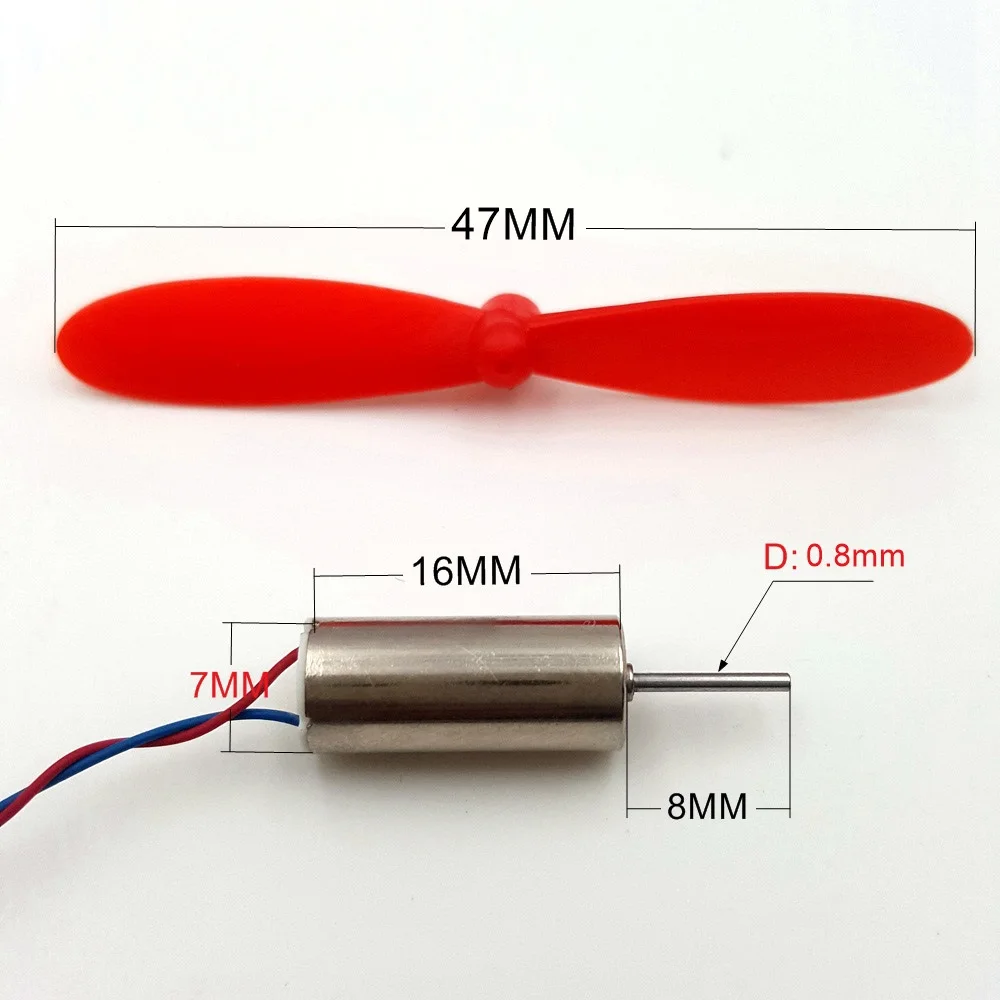 2 компл./лот DC 3.7v 7*16 мм микро 716 бесщеточный двигатель 45000 об/мин с 47 пропеллером для