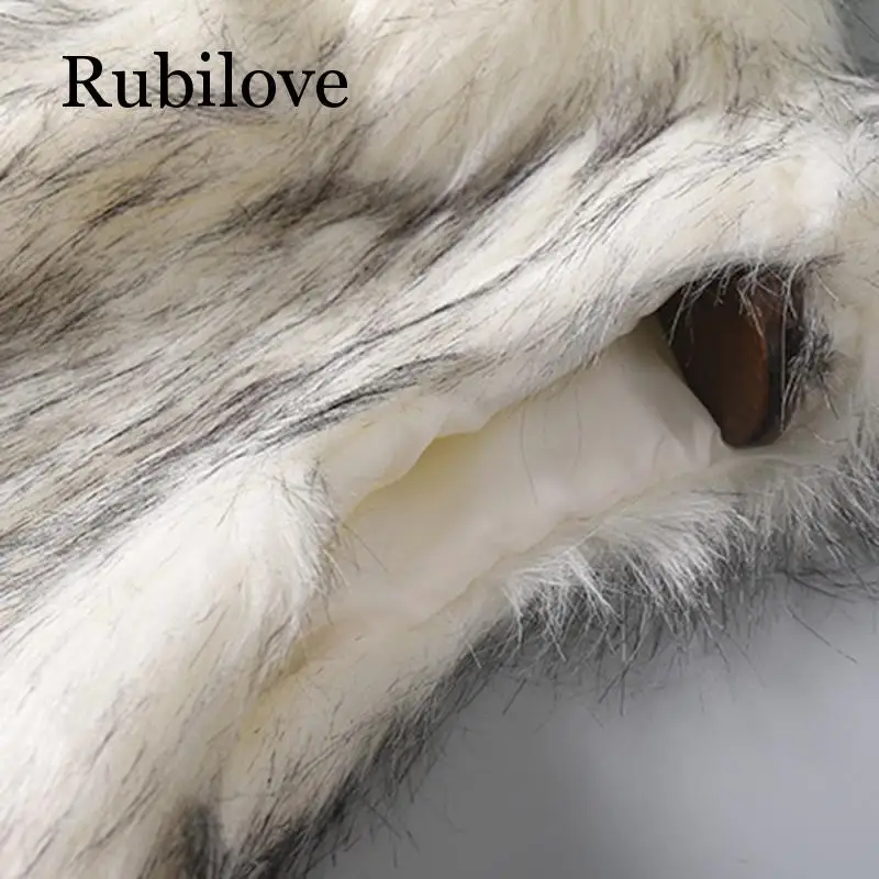 

Rubilove 2019 Women's Wool Vest Faux Fur Vest Stand Collar Faux Fur Coat Vest Jacket