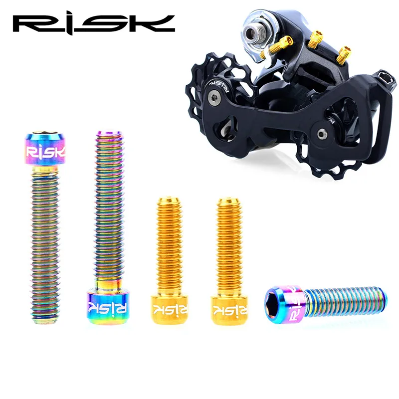 5 шт./3 шт. RISK TC4 титановый сплав M4 * 13 5/20 мм болты 3 цвета велосипедный передний