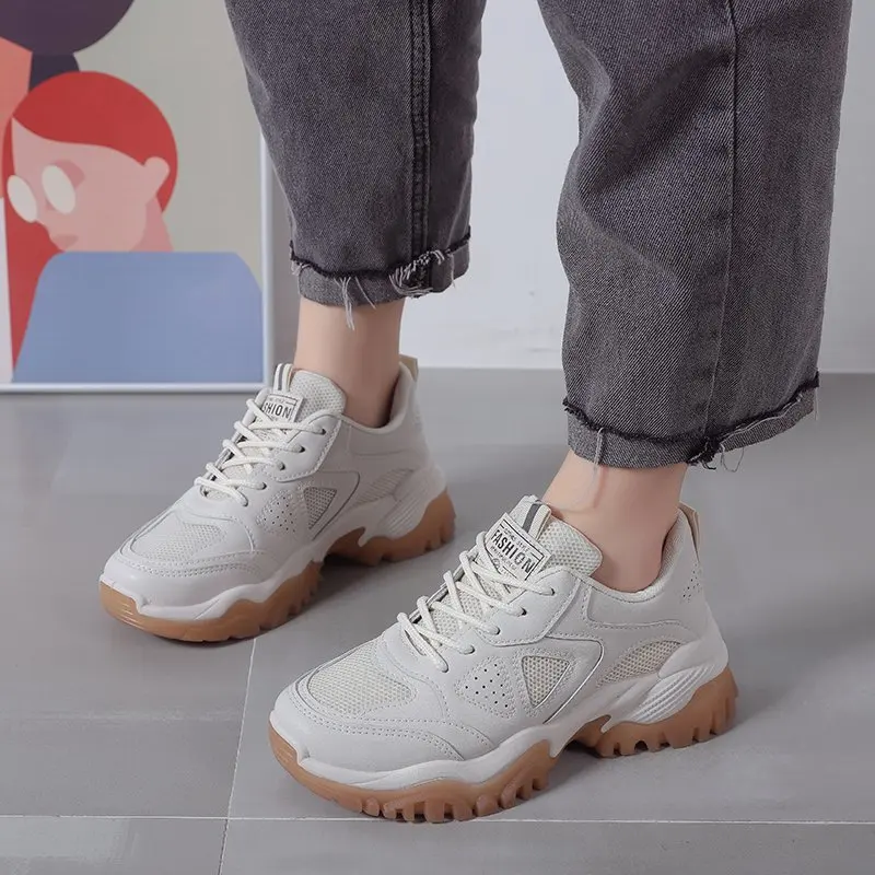 

Spring and autumn 2020 new versatile platform enhanced net sports shoes lightweight daddy shoes running shoes girl X555