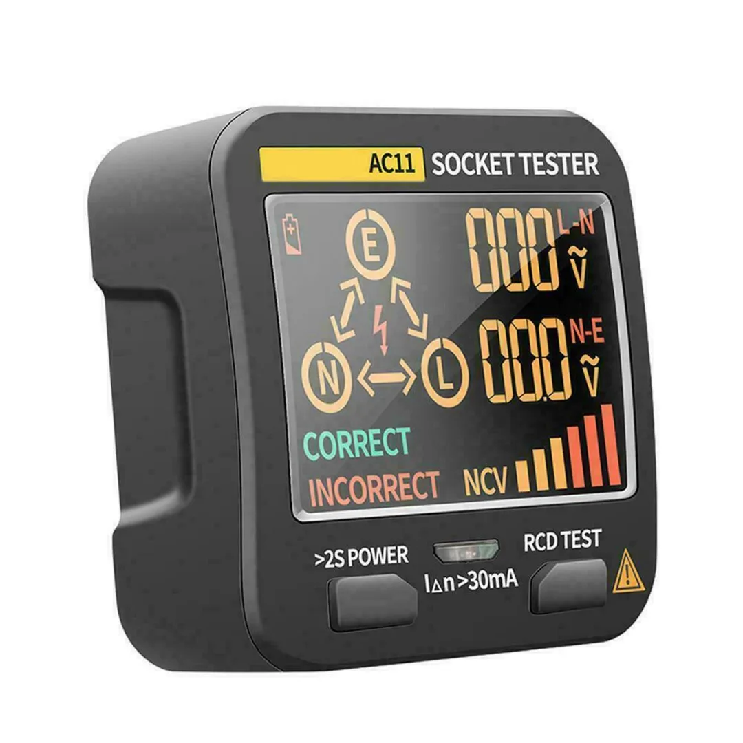 

UK Plug Smart Voltage Socket Detector Digital Smart Socket Tester Ground Zero Line Phase Check Screen Display Leakage Tester