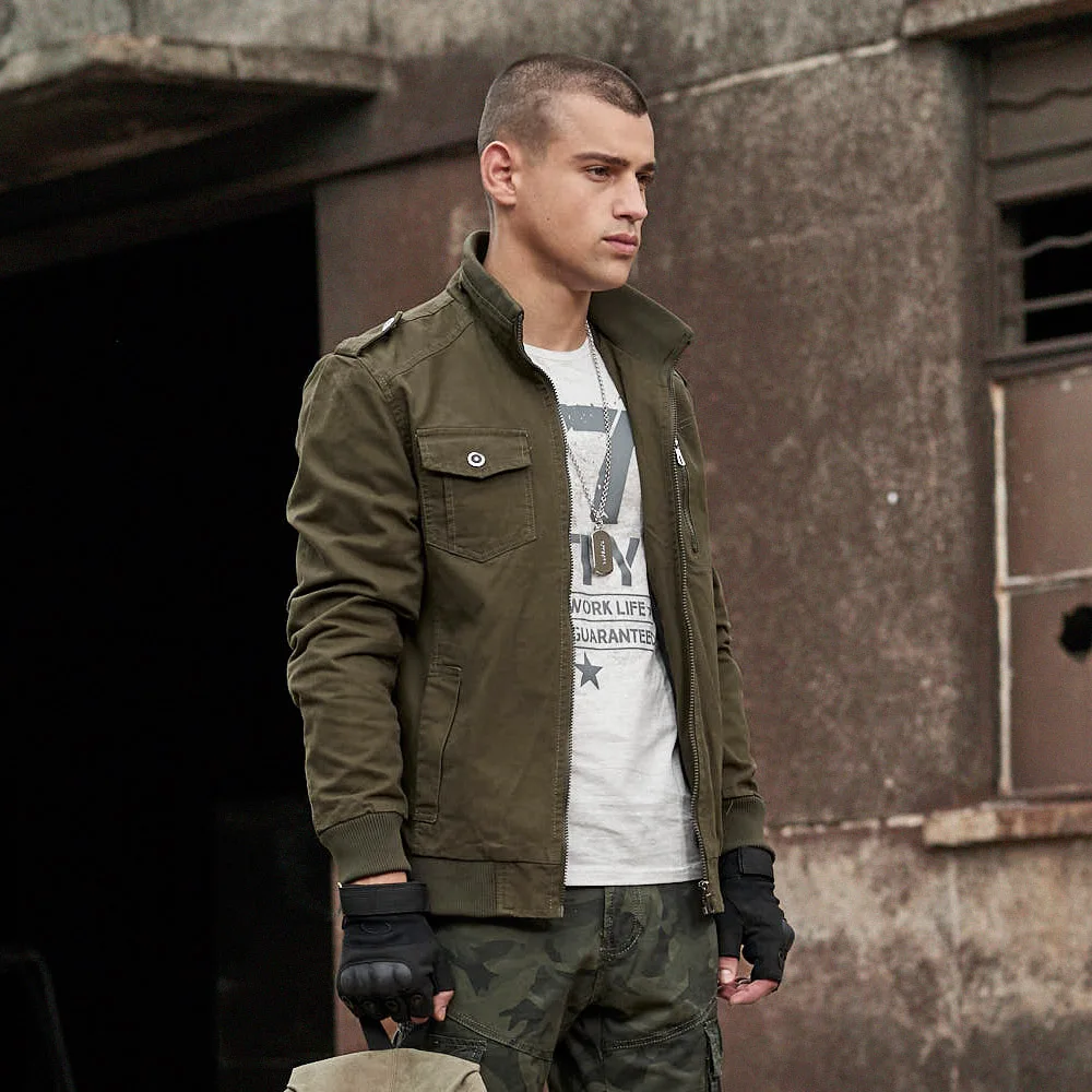 Мужская зимняя тактическая армейская куртка бомбер из 100% хлопка с воротником