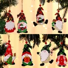 Рождественские украшения Окрашенные деревянные маленькие подвески Рождественская елка Санта Клаус узор подвеска