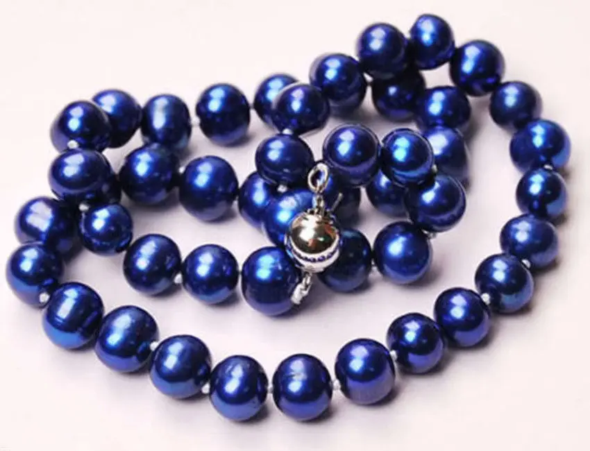 

Hot sale new Style >>>>>AA+ 8-9mm PEACOCK BLUE AKOYA PEARLS NECKLACE 17"