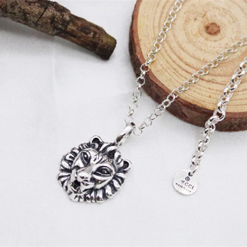 

925 Sterling Silver Necklace for men and women New Style Pendant make old lion head couple necklace Christmas gifts