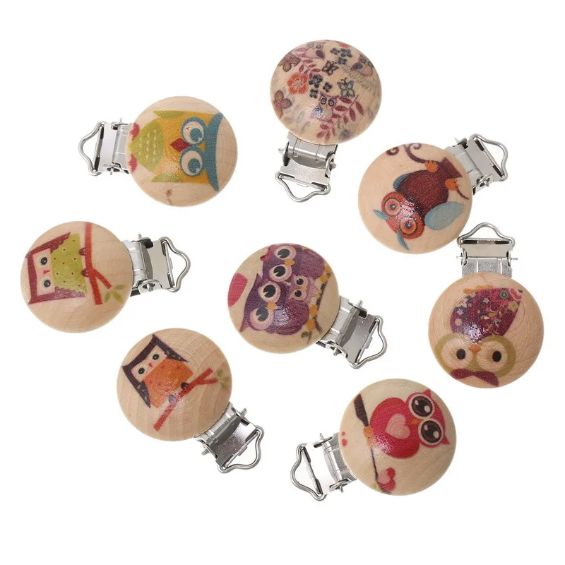 

Wooden stable Baby Pacifier Holder Clip Infant Cute Round Nipple Clasps For Baby Product