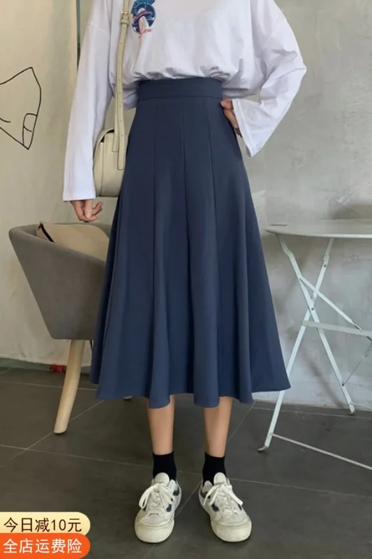 

Mid Length Skirt Autumn 2021 New Winter Sweater Women's A-line Design Small Crowd Pleated Knitting