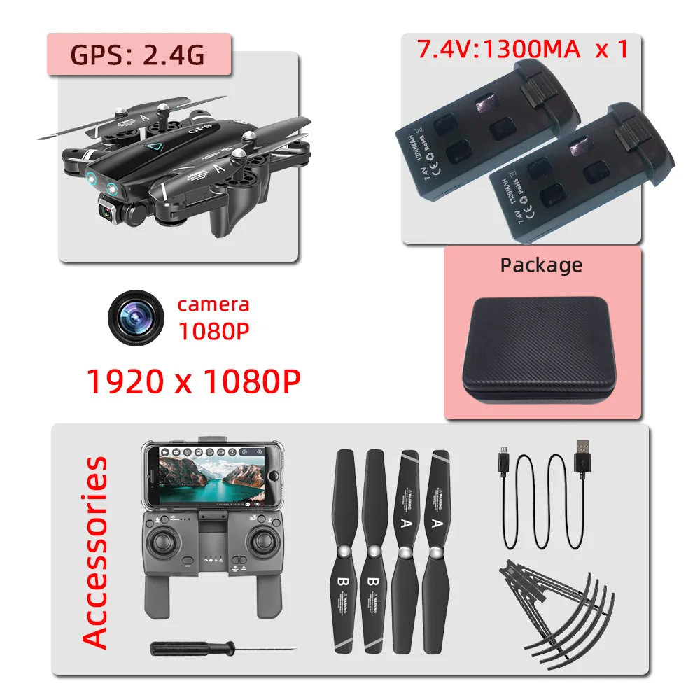 2.4G-1080P-2B-bag S167 5G 2,4G gps 4K Дрон профессиональные игрушки дроны, Радиоуправляемый вертолет с камерой HD игрушка Квадрокоптер juguetes квадрактор 론 - Цвет: 2.4G-1080P-2B-bag