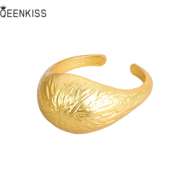 

QEENKISS RG6459 Fine Jewelry Wholesale Fashion Woman Girl Birthday Wedding Gift Irregular Round 18KT Gold White Gold Open Ring