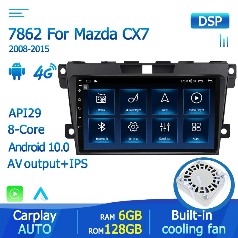 Восьмиядерный Android 10 мультимедийный dvd-плеер для 2008 2009 2010-2015 MAZDA CX-7 cx7 cx 7 GPS Navi 2din
