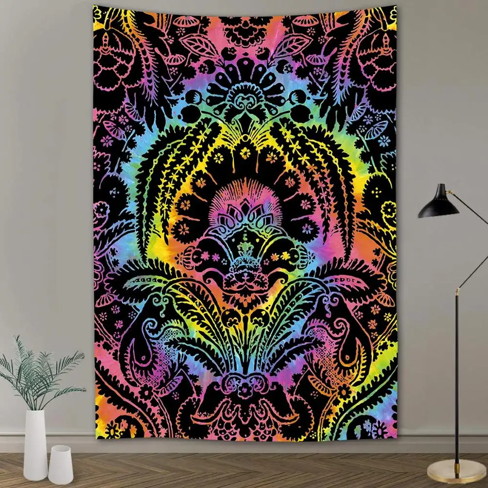 Psychedelic гобелен фантазия лес колдовство грибы гобелены зеленый Tapzi настенный дом