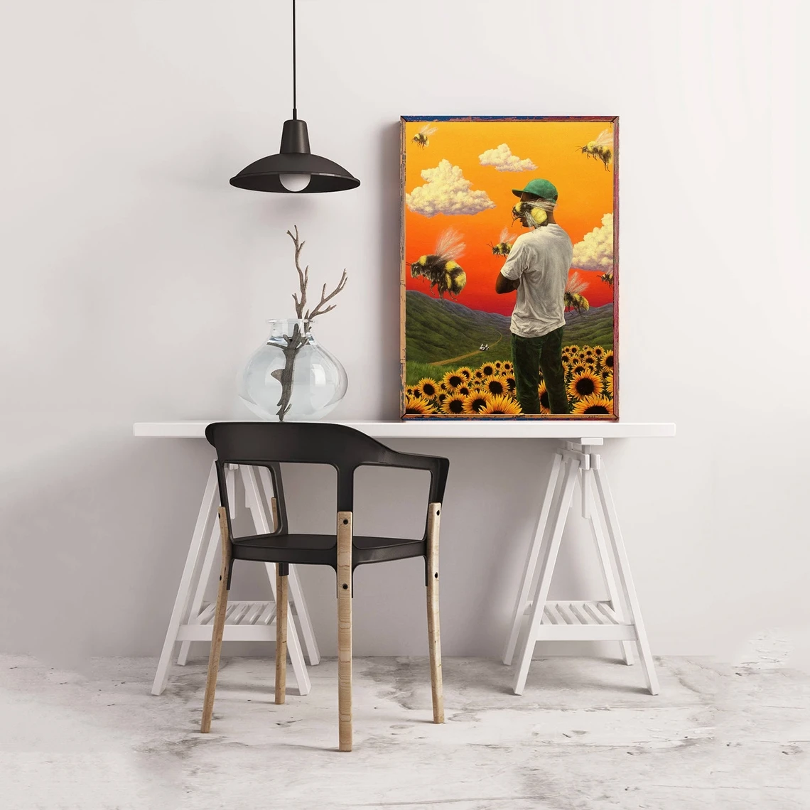 

Тайлер, творческий постер с цветочным мальчиком, Обложка альбома, Арт, хип-хоп, рэпер, поп-музыка, звезда, дом, искусство