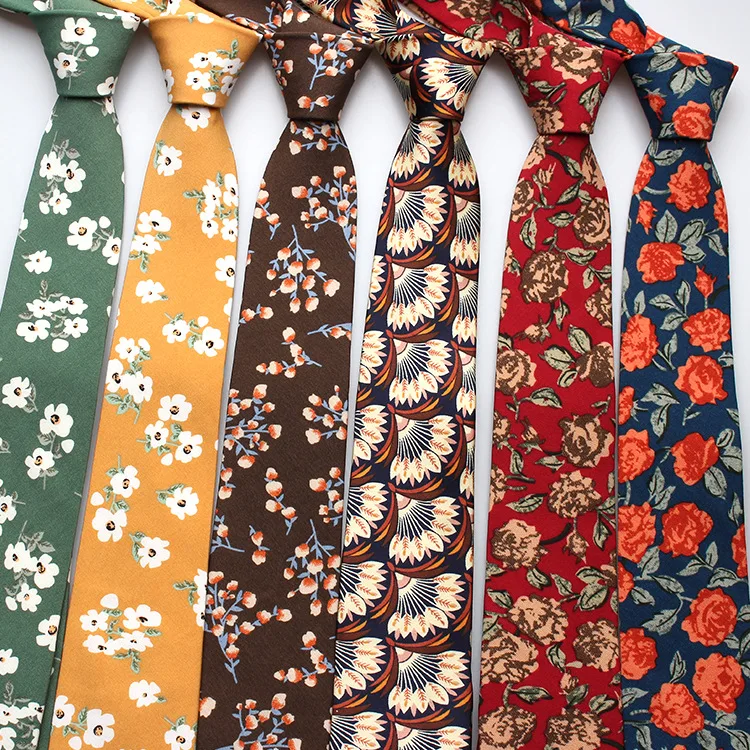 

7cm Neck Tie for Mens Formal Wear Floral Printed Neckties Gentlemen Groom Wedding Party Gravatas Slim Neck Ties