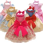 Детские платья летняя одежда для девочек милое платье принцессы с бантом праздвечерние чное платье-пачка для девочек на 1-й день рождения, одежда для маленьких девочек