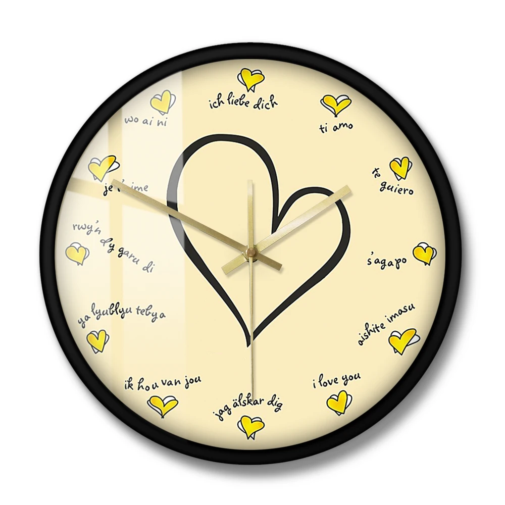 Я люблю тебя на 12 разных языках очаровательные тихие любящие настенные часы