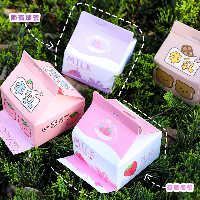 Kawaii Канцелярские товары ins милая Клубничная молочная коробка бумага для записей