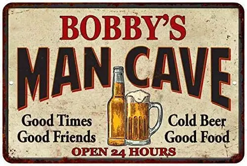 

Bobby's Man Cave 8"x12"Metal Aluminum Sign for Men Women,Wall Decor for Bars,Restaurants,Cafes Pubs