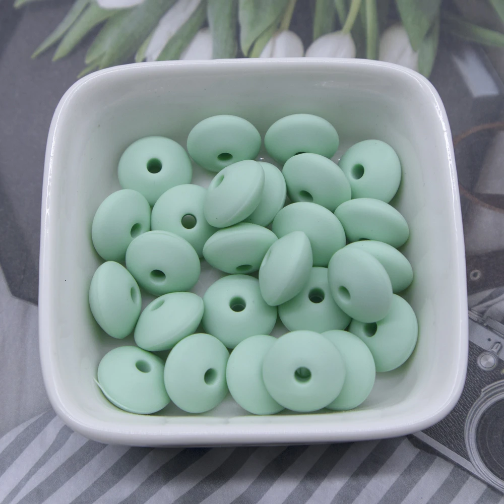 60pc Baby Teether Silicone Teethers BPA Free Abacus Lentils Beads Silicone Beads Baby Teething Nursing Pacifier Clip Accessories - Цвет: 60pc BD020-18