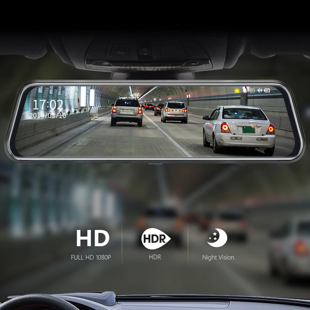 Willkey 1" сенсорный экран 1080P Автомобильный видеорегистратор Dash камера с двойным объективом авто камера видео рекордер зеркало заднего вида с реальной камерой обзора