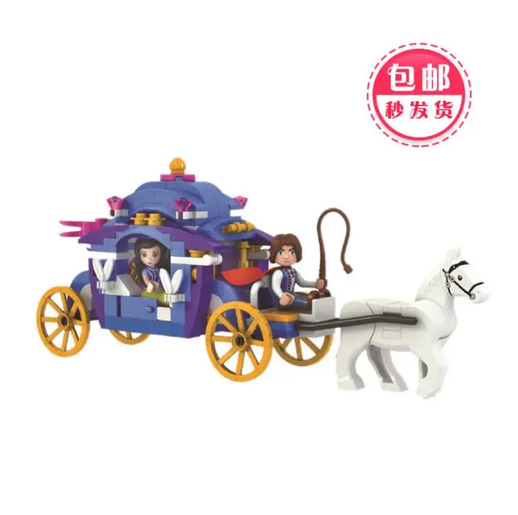 

170Pcs Girl Princess Royal Carriage Wagon Model Building Blocks Sets Horse Figures Bricks Friends Educational Toys for Girls
