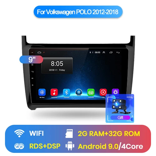 WIFI (2GB 32GB) Junsun V1Android 9,0 2G+ 32G DSP автомобильный Радио мультимедийный видео плеер для Фольксваген Поло 2012- седан навигация 2 din без dvd - Цвет: WIFI (2GB 32GB)
