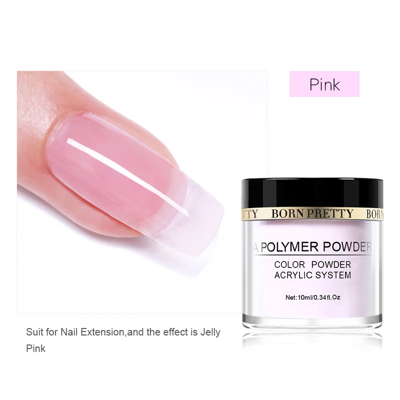 10ml Pink BORN PRETTY 30 мл акриловый порошок Резьба ногтей полимерный наконечник расширение французский розовый, белый, прозрачный самоклеющиеся стразы порошок для ногтей - Цвет: 10ml Pink