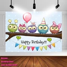 Фон для фотосъемки с изображением Happy Birthday баннер для украшения вечеринки с героями мультфильмов Сова фон для фотосессий-воздушный шар для студийной фотосъемки фотофонов и мы вышлем вам фото