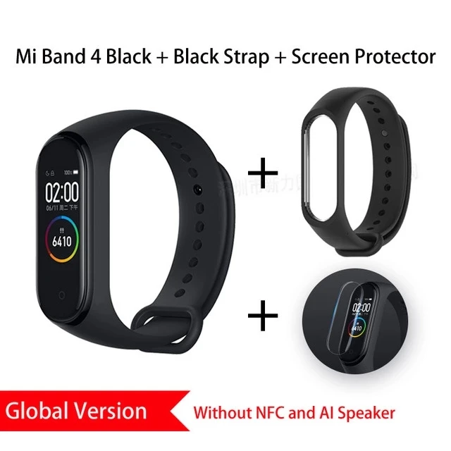 Global Add Black Xiaomi mi Band 4 глобальная Версия смарт-браслет mi band 4 браслет сердечного ритма фитнес цветной экран Bluetooth 5,0 китайская версия - Цвет: Global Add Black