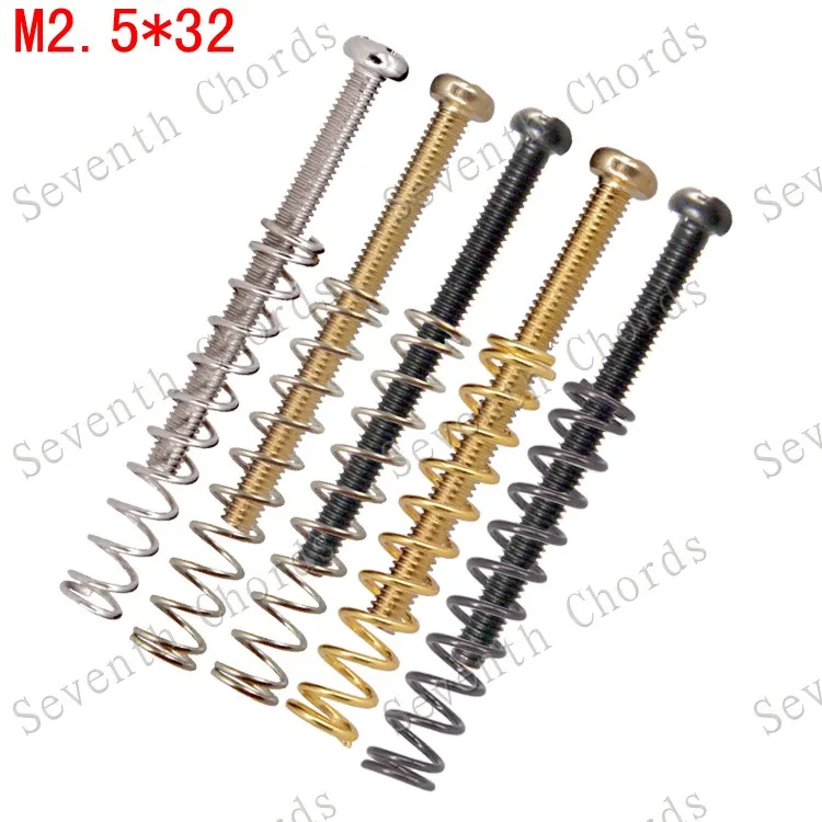 

8 Pcs M2.5*32MM Electric Guitar Humbucker Pickups Adjust Height Screw and Spring - Pitch 0.4mm - Silver & Black & Gold choose