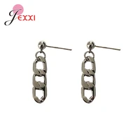 punk chain shape dangle earrings for women hip hop vintage 925 silver creative trendy drop earrings statement jewelry