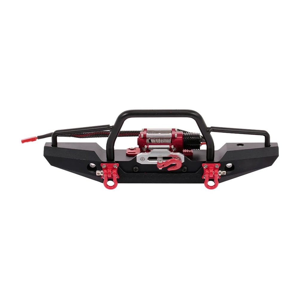 

RC Car Metal Bumper Winch Interactive with 2 LED Light Remote Control Children Portable Present for 1/10 TRX-4 SCX10