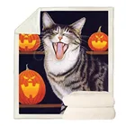 Одеяла для Хэллоуина CLOOCL, плюшевые одеяла с зевающим котом и тыквами, с 3D-принтом, подарки для девочек и мальчиков, теплые, повседневные пледы