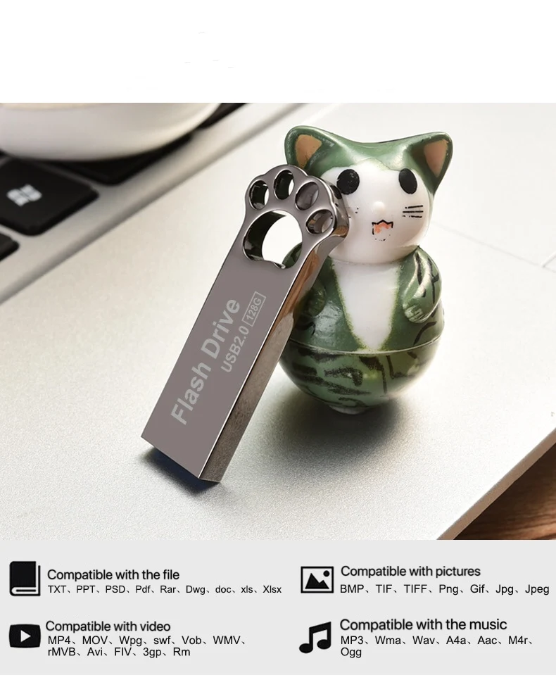 Металлический флеш накопитель в виде кошачьей лапы 2 0 ГБ 32 64 16 высокоскоростной Usb